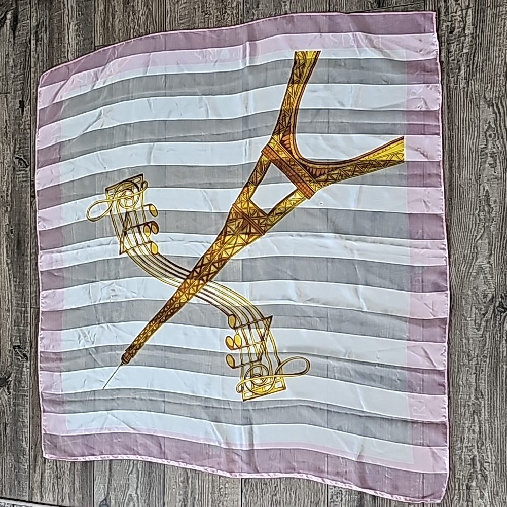 Scarf France Vintage Souvenir Paris Eiffel Tower